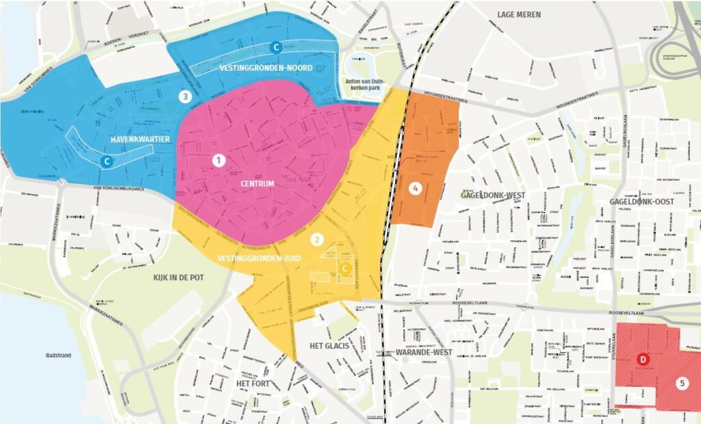Zone en sectorenoverzicht Parkeren Bergen op Zoom